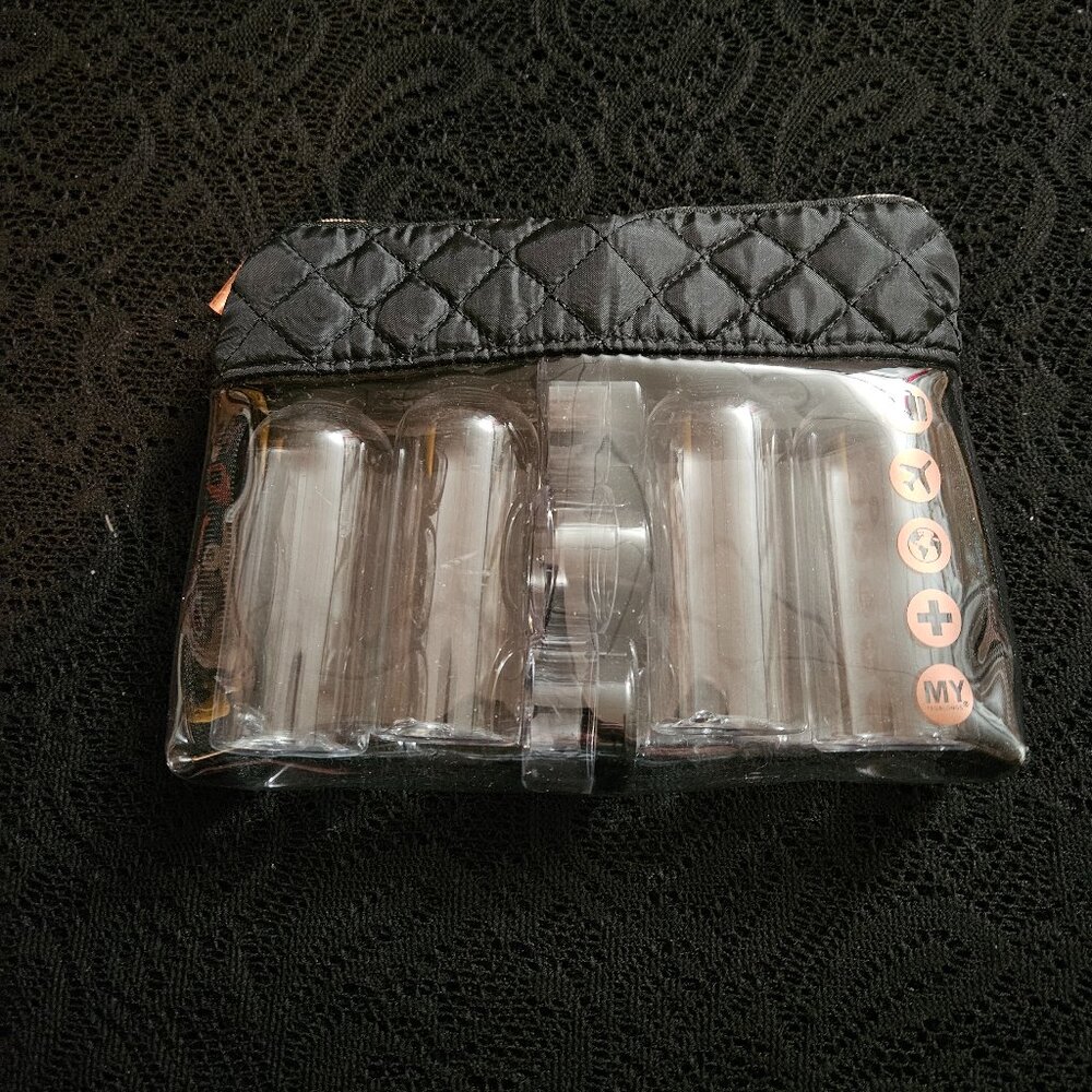 NWOT MyTagalongs Travel Bottle Set w/ Case (9 pieces total)